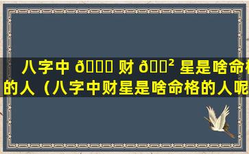 八字中 🐎 财 🌲 星是啥命格的人（八字中财星是啥命格的人呢）